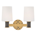 Declan Bathroom Vanity Light - Heritage Brass / White
