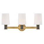 Declan Bathroom Vanity Light - Heritage Brass / White