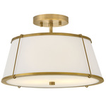 Clarke Semi Flush Ceiling Light - Off White / Lacquered Dark Brass / White