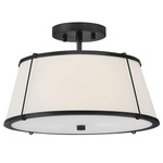 Clarke Semi Flush Ceiling Light - Off White / Black / White