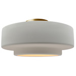 Radiance Tier Semi Flush Ceiling Light - Brushed Brass / Bisque
