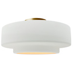 Radiance Tier Semi Flush Ceiling Light - Brushed Brass / Gloss White