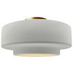 Radiance Tier Semi Flush Ceiling Light - Brushed Brass / Matte White