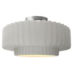 Radiance Pleated Tier Semi Flush Ceiling Light - Brushed Nickel / Bisque