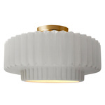 Radiance Pleated Tier Semi Flush Ceiling Light - Brushed Brass / Bisque