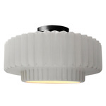 Radiance Pleated Tier Semi Flush Ceiling Light - Matte Black / Bisque