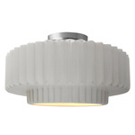 Radiance Pleated Tier Semi Flush Ceiling Light - Brushed Nickel / Bisque