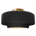 Radiance Pleated Tier Semi Flush Ceiling Light - Brushed Brass / Gloss Black / Matte White