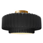 Radiance Pleated Tier Semi Flush Ceiling Light - Brushed Brass / Gloss Black