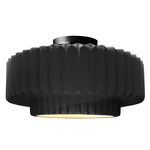 Radiance Pleated Tier Semi Flush Ceiling Light - Matte Black / Gloss Black