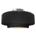 Radiance Pleated Tier Semi Flush Ceiling Light - Brushed Nickel / Gloss Black
