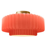 Radiance Pleated Tier Semi Flush Ceiling Light - Brushed Brass / Gloss Blush