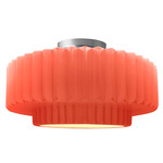 Radiance Pleated Tier Semi Flush Ceiling Light - Brushed Nickel / Gloss Blush