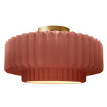 Radiance Pleated Tier Semi Flush Ceiling Light - Brushed Brass / Canyon Clay