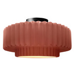 Radiance Pleated Tier Semi Flush Ceiling Light - Matte Black / Canyon Clay