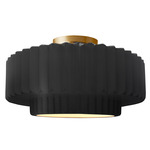 Radiance Pleated Tier Semi Flush Ceiling Light - Brushed Brass / Carbon
