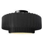Radiance Pleated Tier Semi Flush Ceiling Light - Matte Black / Carbon