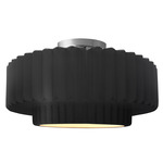 Radiance Pleated Tier Semi Flush Ceiling Light - Brushed Nickel / Carbon
