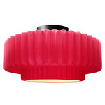 Radiance Pleated Tier Semi Flush Ceiling Light - Matte Black / Cerise