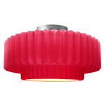 Radiance Pleated Tier Semi Flush Ceiling Light - Brushed Nickel / Cerise