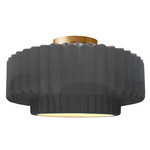 Radiance Pleated Tier Semi Flush Ceiling Light - Brushed Brass / Gloss Grey