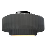 Radiance Pleated Tier Semi Flush Ceiling Light - Matte Black / Gloss Grey