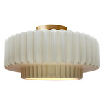 Radiance Pleated Tier Semi Flush Ceiling Light - Brushed Brass / Matte White