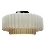 Radiance Pleated Tier Semi Flush Ceiling Light - Matte Black / Matte White