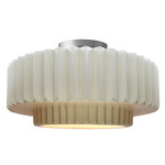 Radiance Pleated Tier Semi Flush Ceiling Light - Brushed Nickel / Matte White