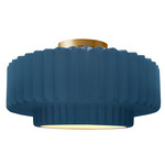 Radiance Pleated Tier Semi Flush Ceiling Light - Brushed Brass / Midnight Sky