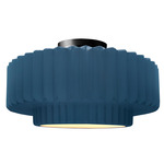 Radiance Pleated Tier Semi Flush Ceiling Light - Matte Black / Midnight Sky