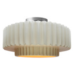 Radiance Pleated Tier Semi Flush Ceiling Light - Brushed Nickel / Matte White / Champagne Gold