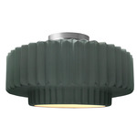 Radiance Pleated Tier Semi Flush Ceiling Light - Brushed Nickel / Pewter Green