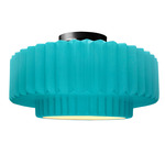 Radiance Pleated Tier Semi Flush Ceiling Light - Matte Black / Reflecting Pool