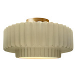 Radiance Pleated Tier Semi Flush Ceiling Light - Brushed Brass / Vanilla Gloss