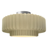 Radiance Pleated Tier Semi Flush Ceiling Light - Brushed Nickel / Vanilla Gloss