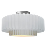 Radiance Pleated Tier Semi Flush Ceiling Light - Brushed Nickel / Gloss White