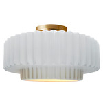 Radiance Pleated Tier Semi Flush Ceiling Light - Brushed Brass / Gloss White / Gloss White