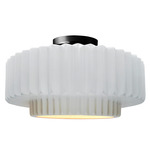 Radiance Pleated Tier Semi Flush Ceiling Light - Matte Black / Gloss White / Gloss White