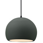 Radiance Globe Pendant - Matte Black / Pewter Green