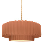 Radiance Pleated Tier Pendant - Brushed Brass / Adobe