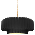 Radiance Pleated Tier Pendant - Brushed Brass / Gloss Black / Matte White
