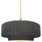 Radiance Pleated Tier Pendant - Brushed Brass / Gloss Grey