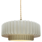 Radiance Pleated Tier Pendant - Brushed Brass / Matte White
