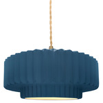 Radiance Pleated Tier Pendant - Brushed Brass / Midnight Sky / Matte White