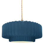Radiance Pleated Tier Pendant - Brushed Brass / Midnight Sky