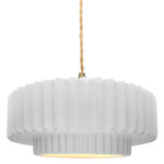 Radiance Pleated Tier Pendant - Brushed Brass / Gloss White