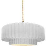 Radiance Pleated Tier Pendant - Brushed Brass / Gloss White / Gloss White