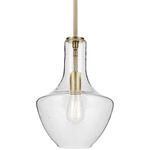 Everly Bell Pendant - Natural Brass / Clear Seeded