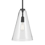 Everly Cone Pendant - Black / Clear